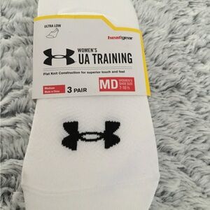 Under Armour Women's Ultra Low Training Socks - White with Black Logo